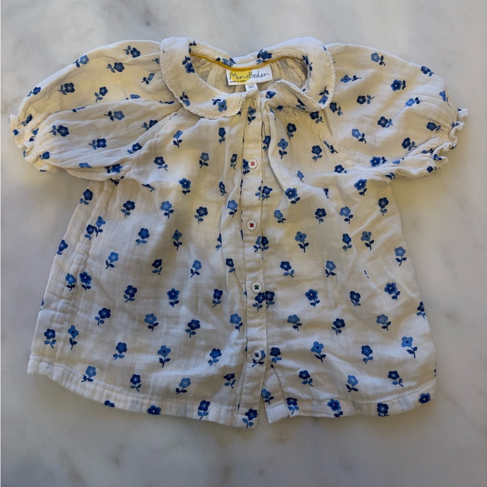 White and Blue Button down blouse